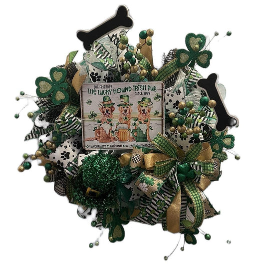 Saint Patrick's Day Wreath with Dog Sign
