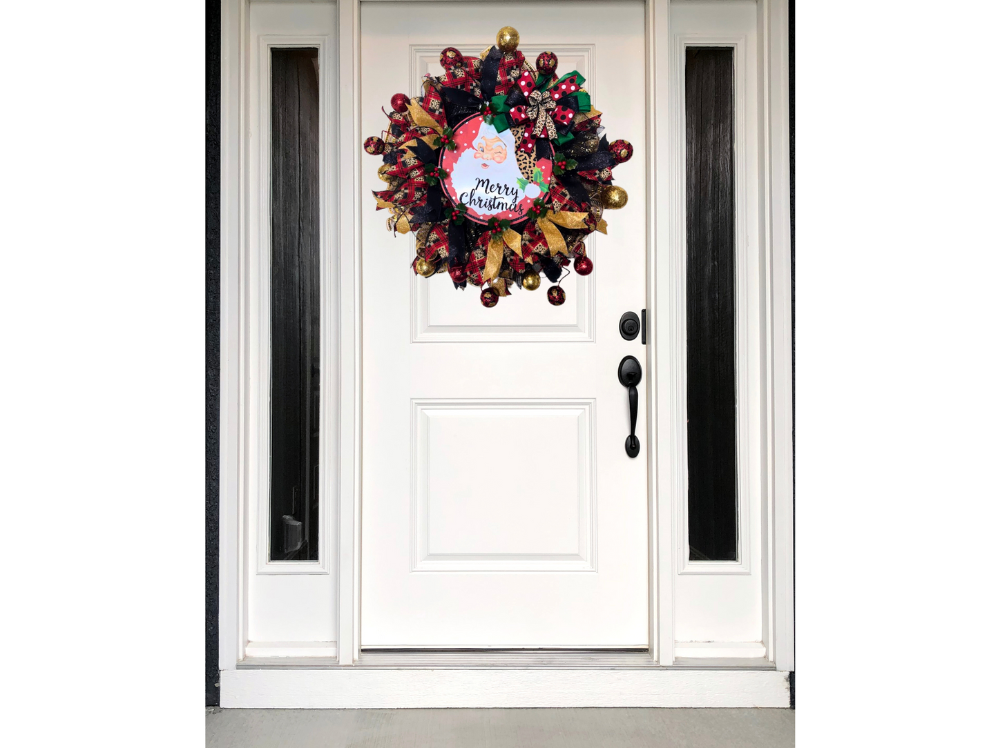 Traditional Santa Christmas Wreath for front door