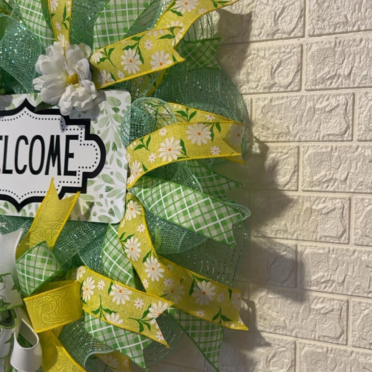 Welcome Spring into Summber Lime and Green Wreath