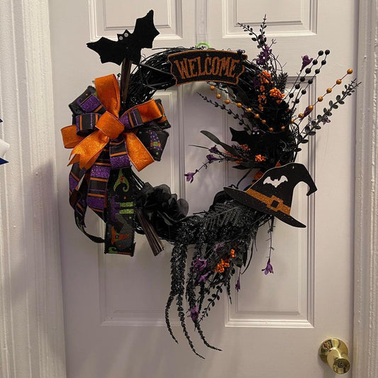 Halloween Witch Hat Grapevine Wreath