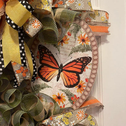 Butterfly Wreath for Front Door, Butterfly Wreath for Spring, Floral Wreath