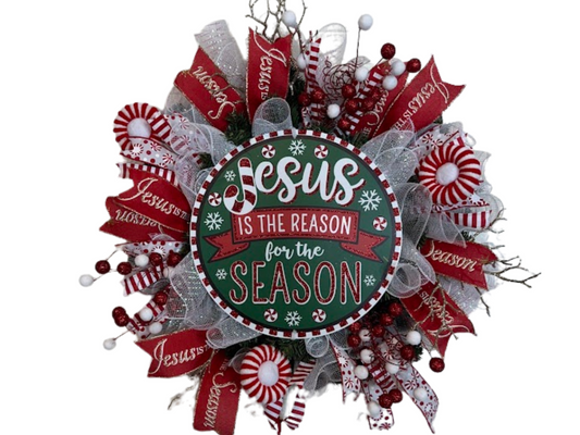 Jesus Is the Reason Wreath Christmas Door Wreath Decor