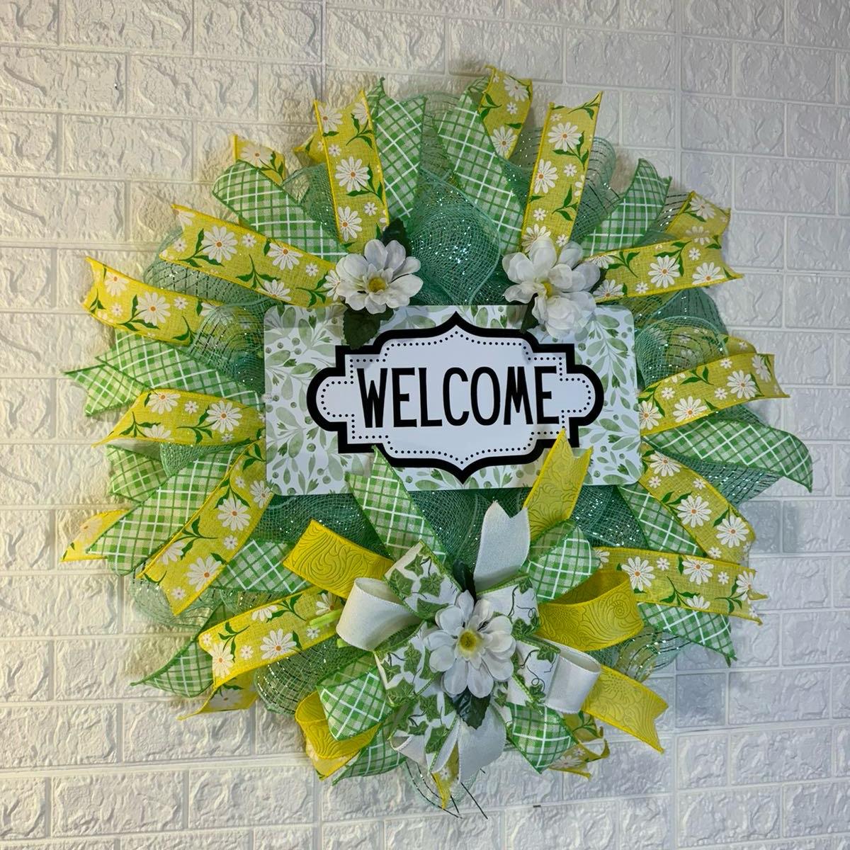 Welcome Spring into Summber Lime and Green Wreath