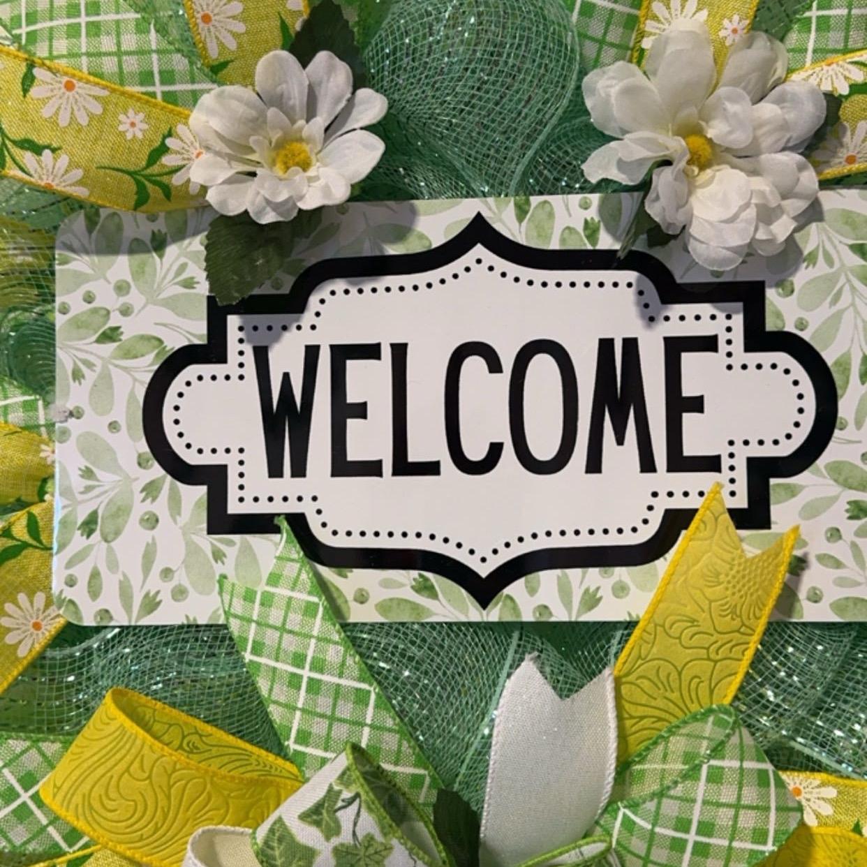 Welcome Spring into Summber Lime and Green Wreath