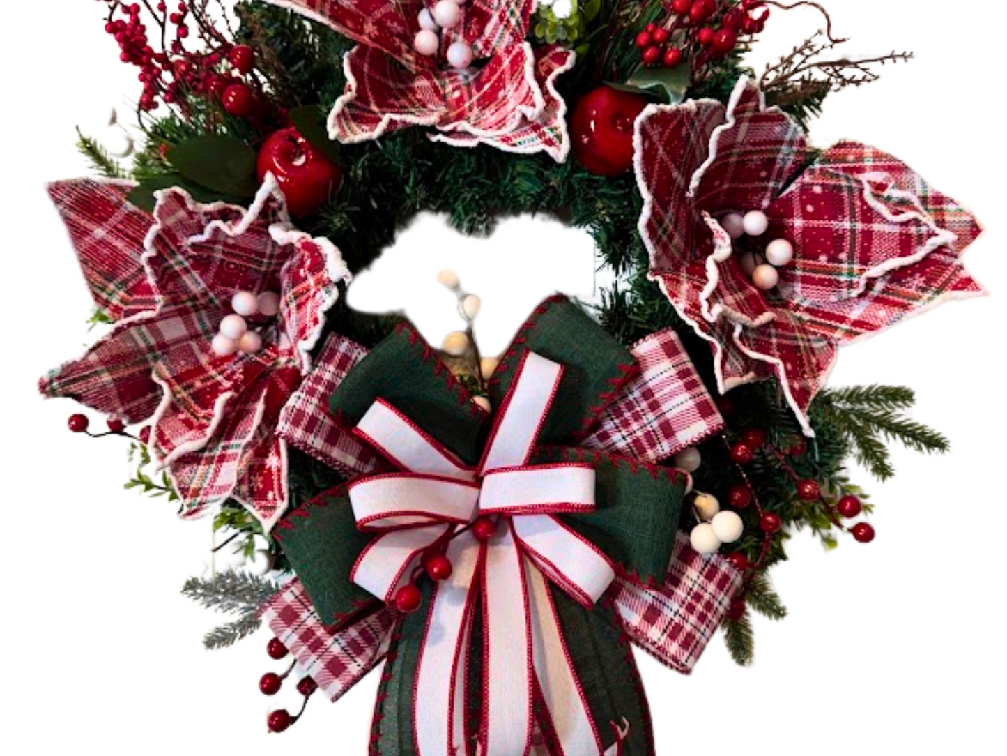 Plaid Poinsettia Christmas Wreath