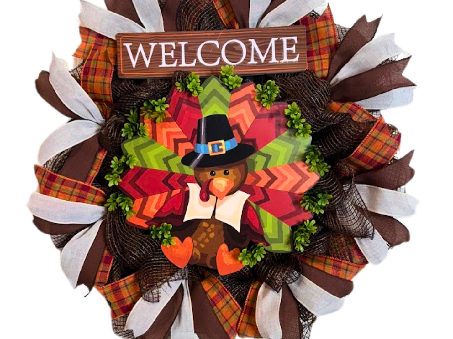 Turkey Thanksgiving Welcome Wreath
