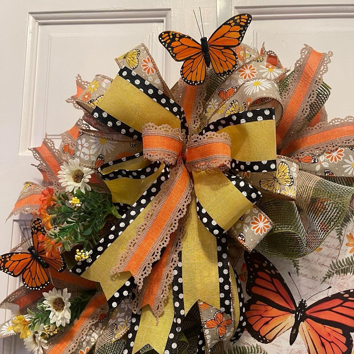 Butterfly Wreath for Front Door, Butterfly Wreath for Spring, Floral Wreath