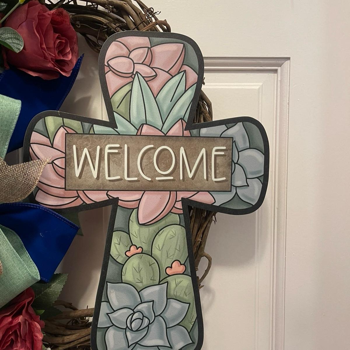 Welcome Cross Wreath