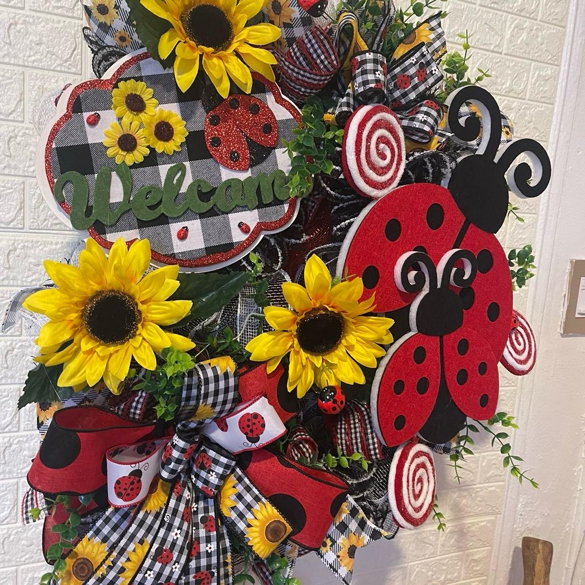 Lady Bug Wreath for front Door