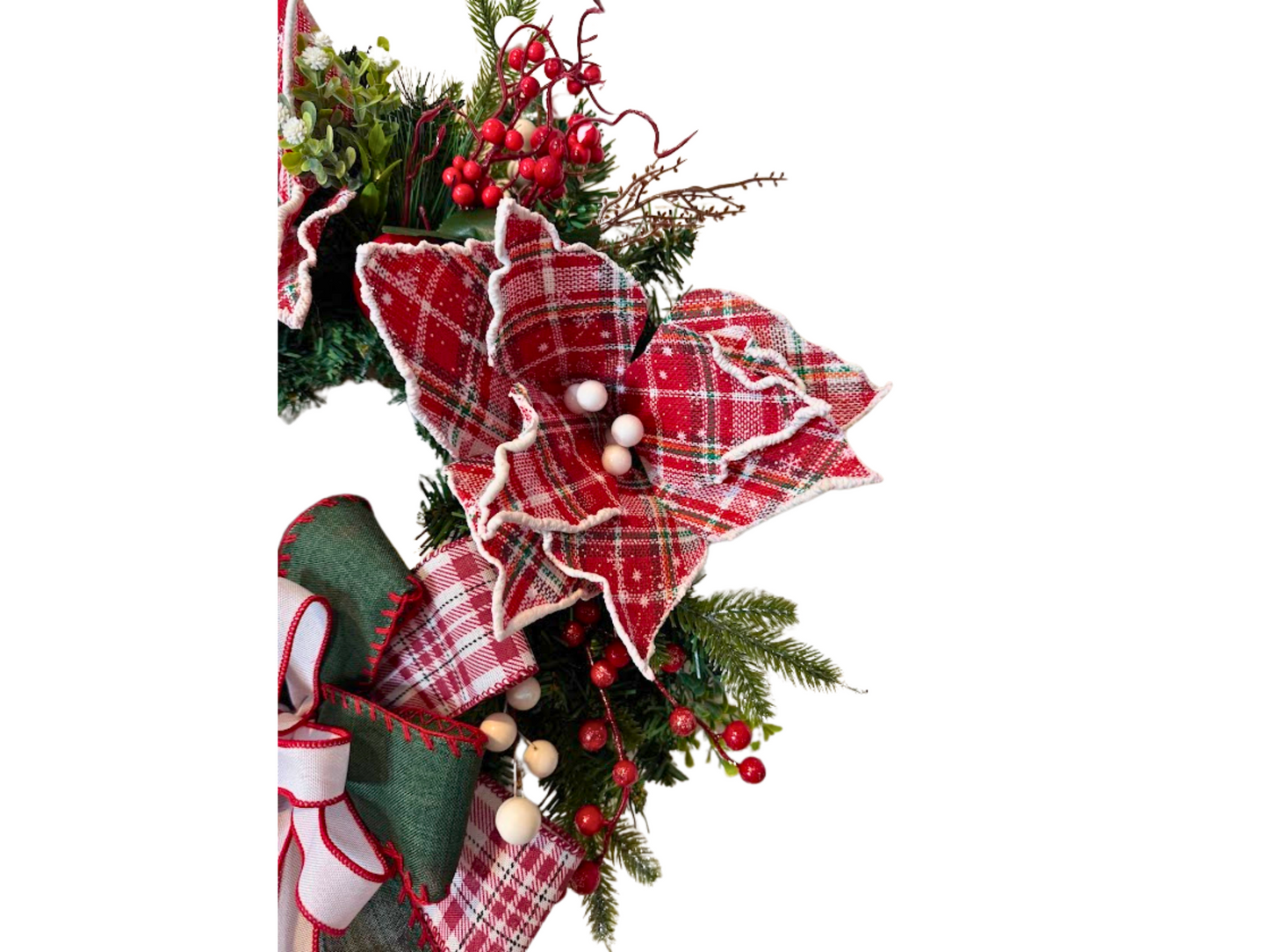 Plaid Poinsettia Christmas Wreath