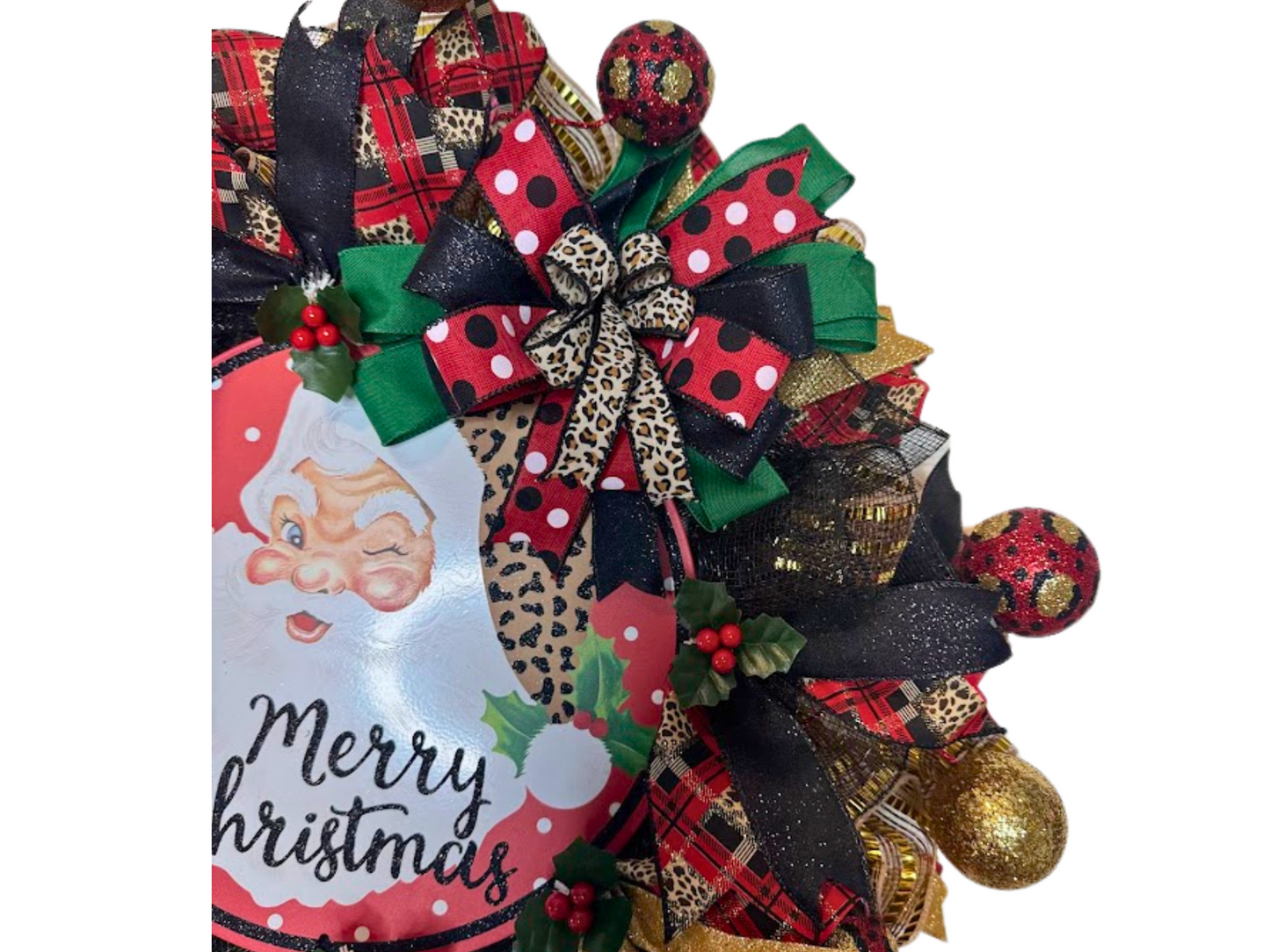 Traditional Santa Christmas Wreath for front door