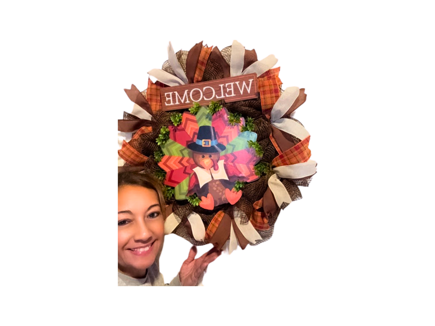 Turkey Thanksgiving Welcome Wreath