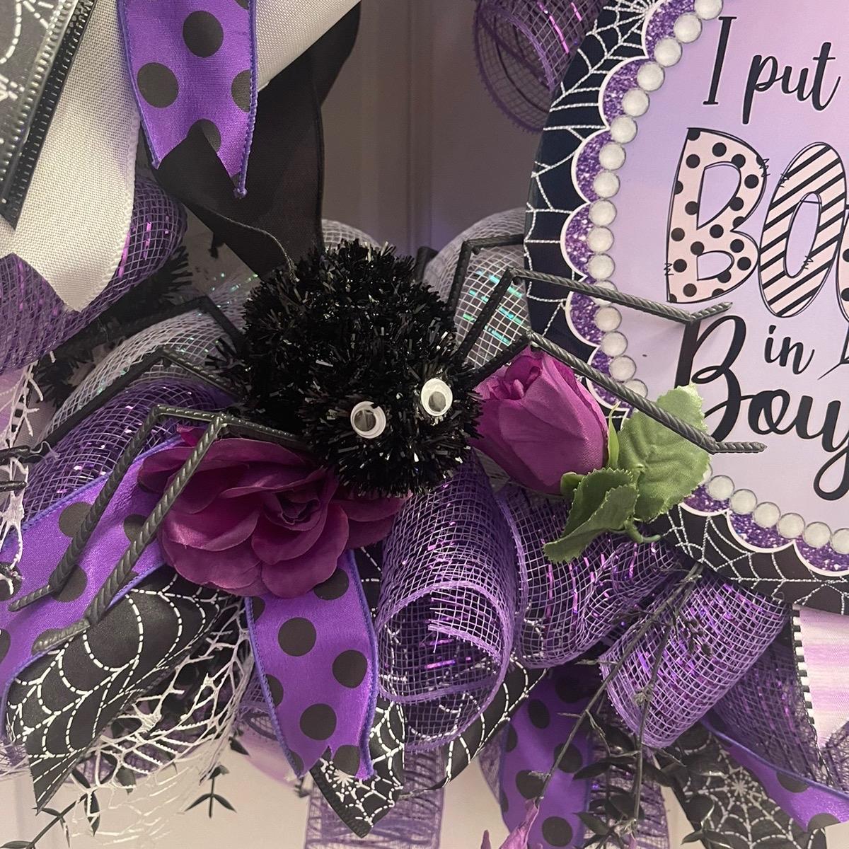 Purple Spider Halloween Wreath
