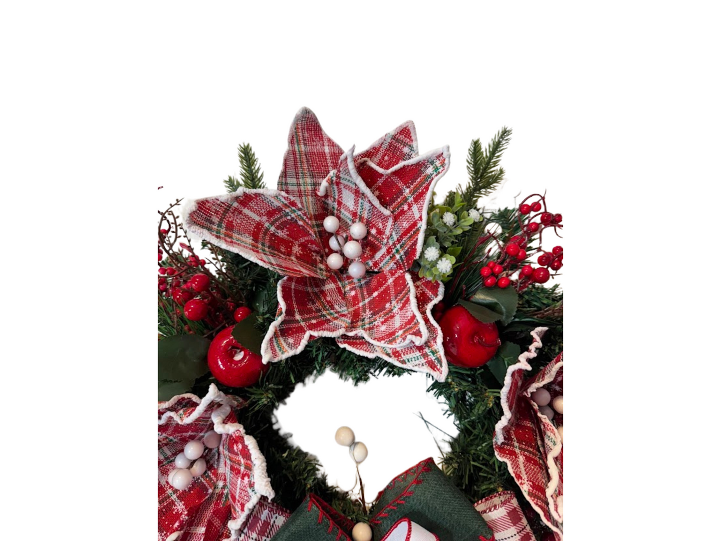 Plaid Poinsettia Christmas Wreath