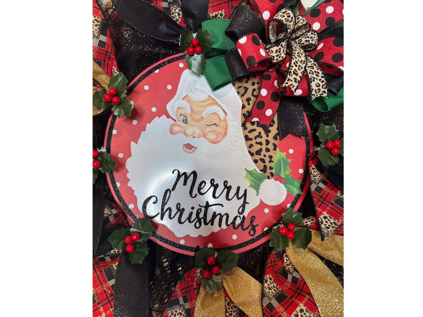 Traditional Santa Christmas Wreath for front door