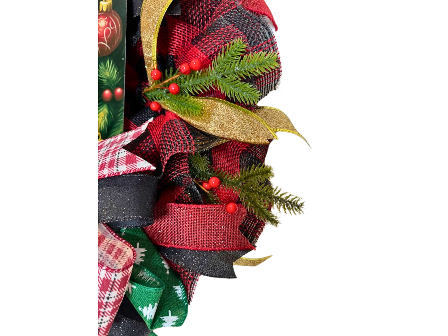 Black Cat Santa Door Wreath Decor