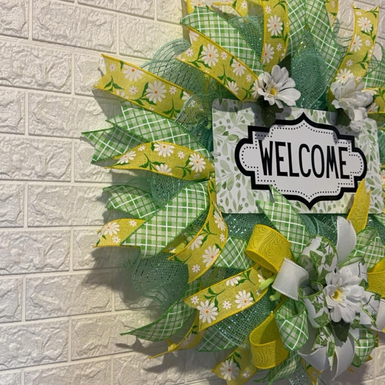 Welcome Spring into Summber Lime and Green Wreath