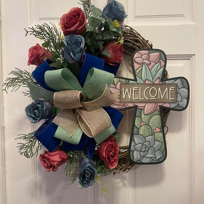 Welcome Cross Wreath