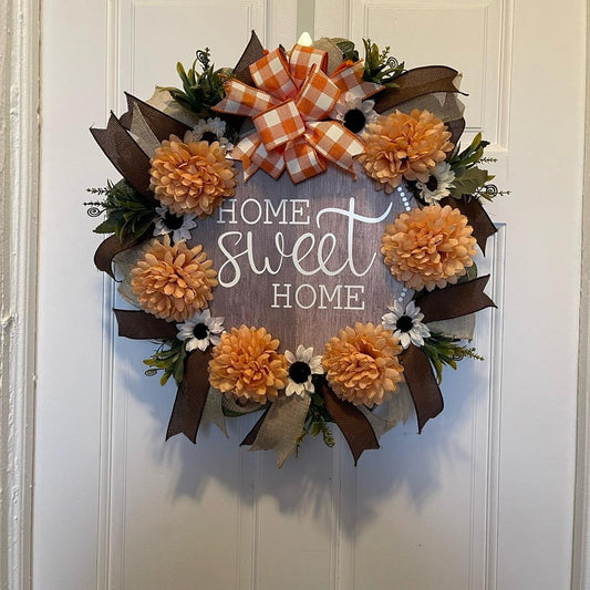 Home Sweet Home Coral Wreath for front Door