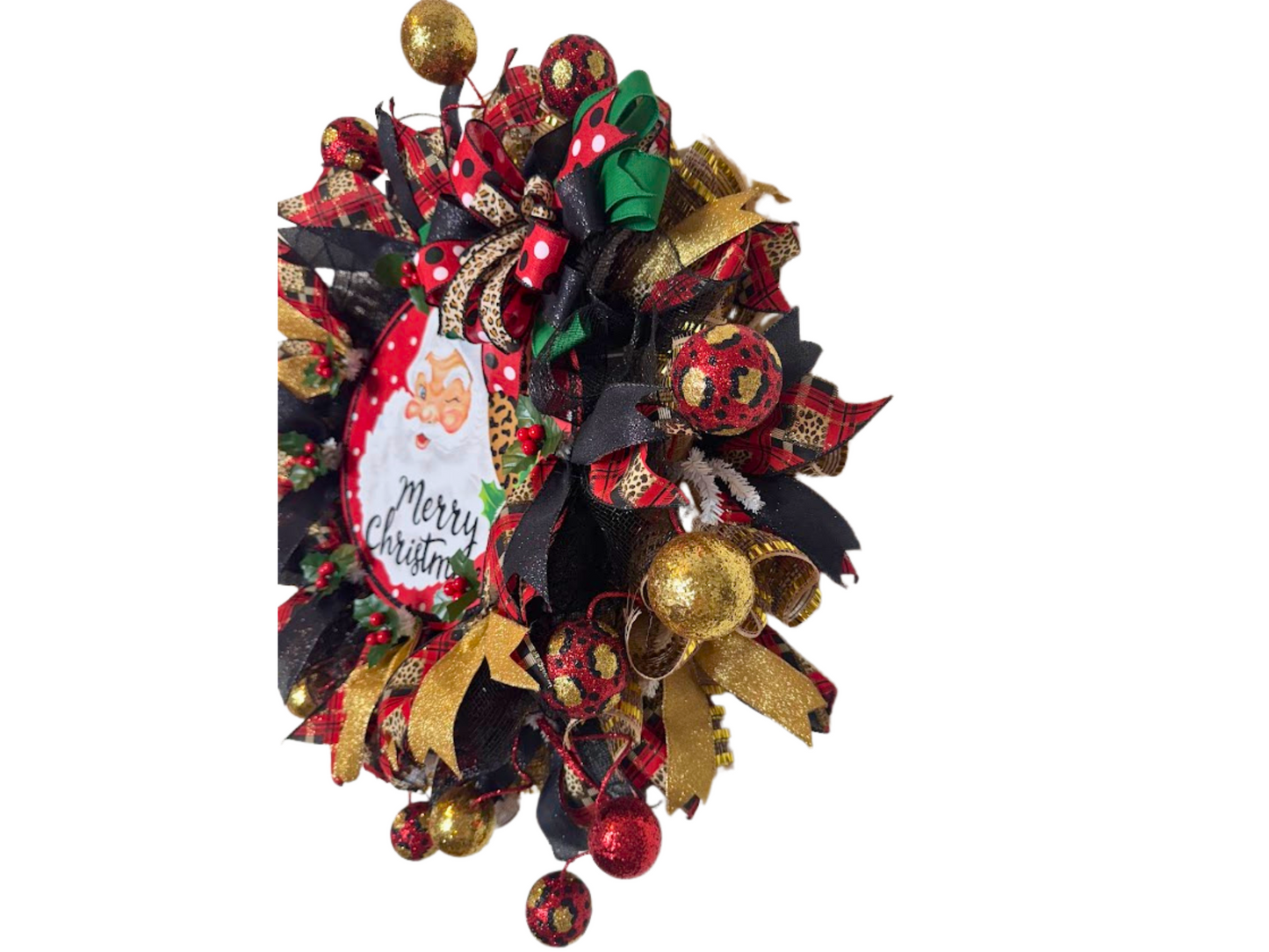 Traditional Santa Christmas Wreath for front door