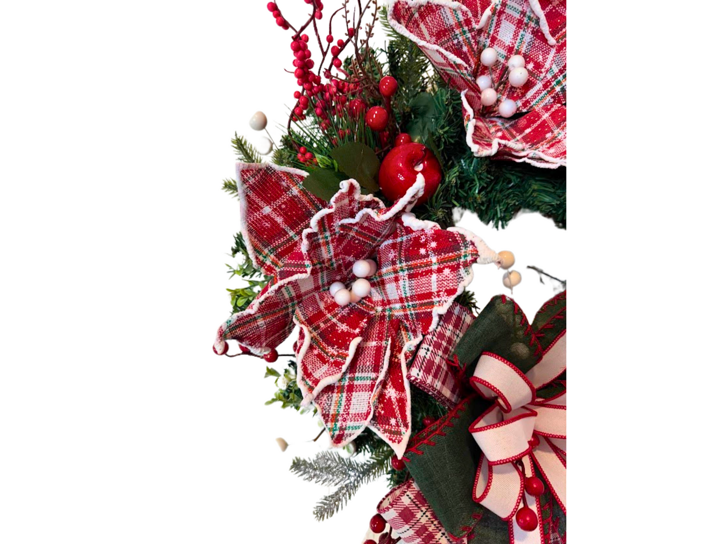 Plaid Poinsettia Christmas Wreath