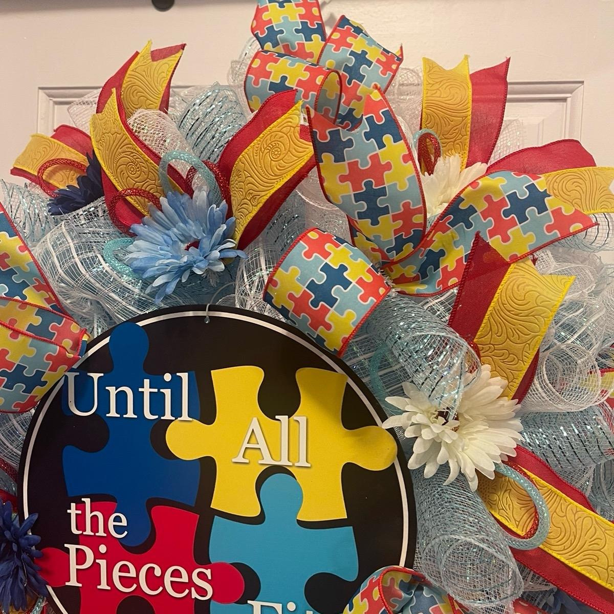 Autism Awareness Wreath, Door Decor, Wall Decor