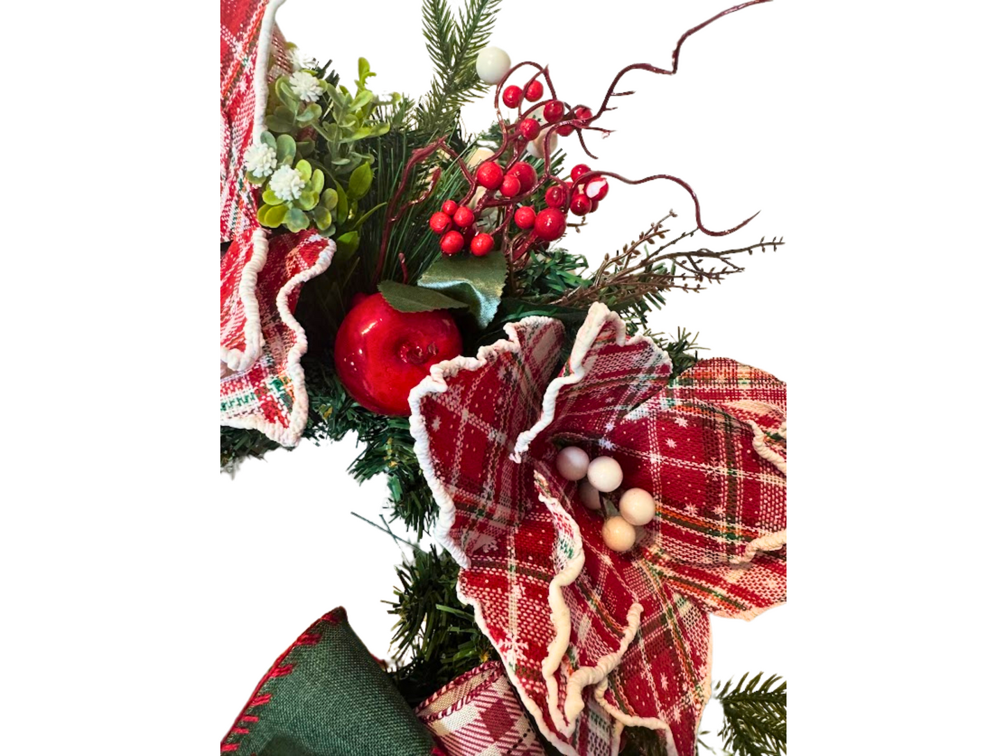 Plaid Poinsettia Christmas Wreath