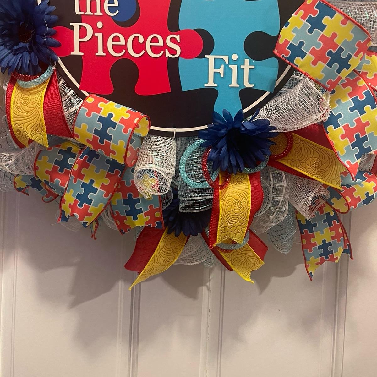 Autism Awareness Wreath, Door Decor, Wall Decor