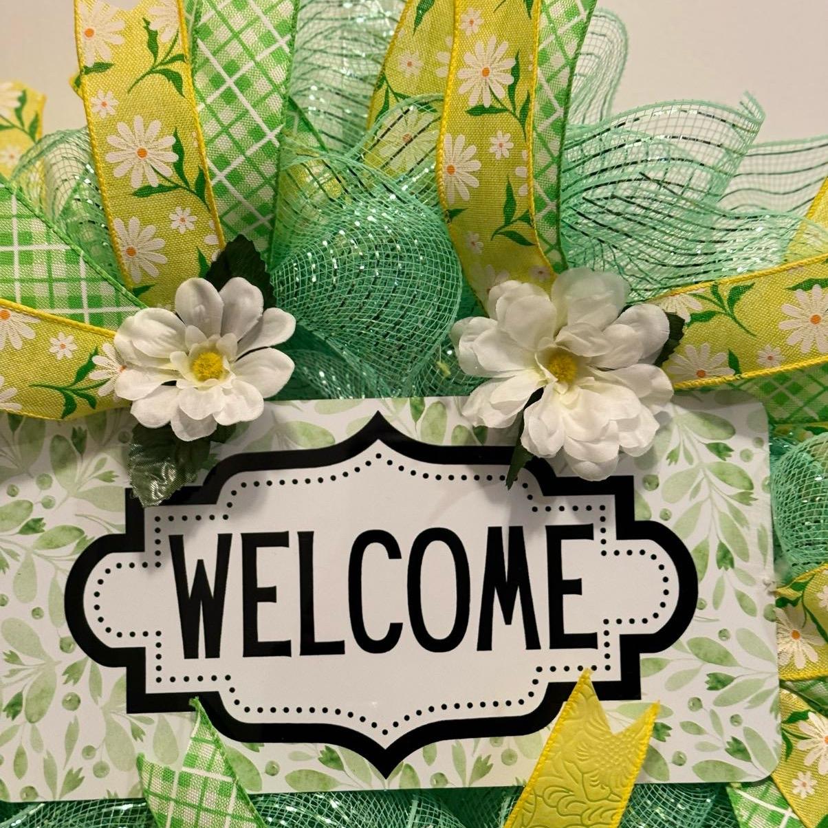 Welcome Spring into Summber Lime and Green Wreath