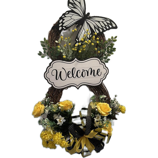Grapevine Butterfly Welcome Wreath