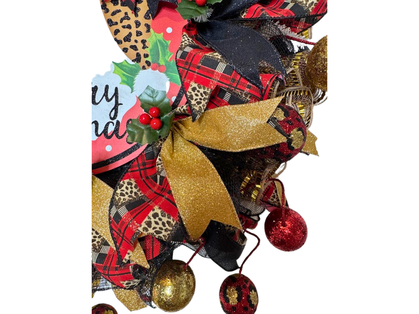 Traditional Santa Christmas Wreath for front door