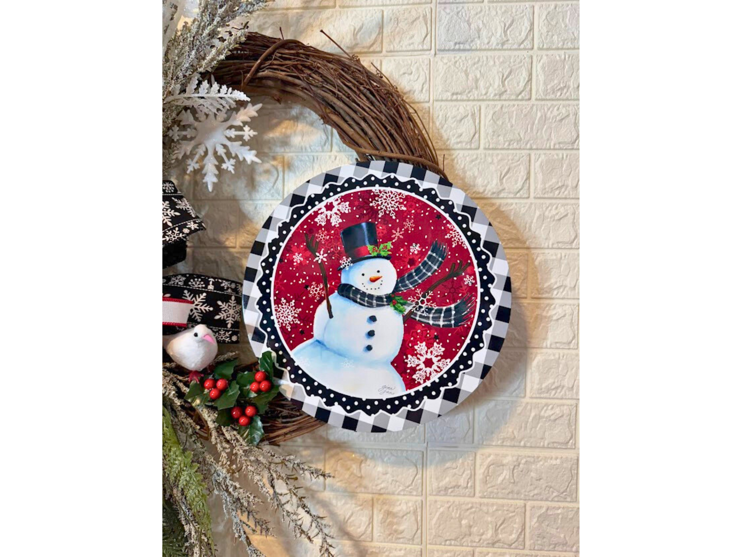 Snowman Winter Grapevine Wreath