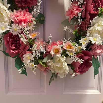 Spring/Summer Pink and White Floral Wreath