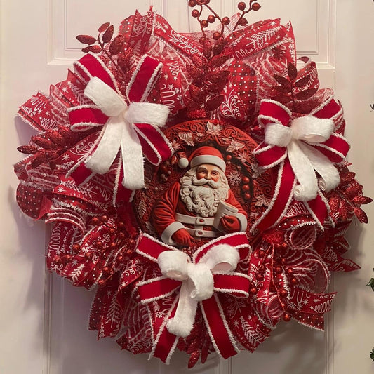 Red Santa Wreath