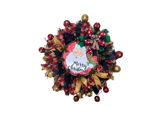 Traditional Santa Christmas Wreath for front door