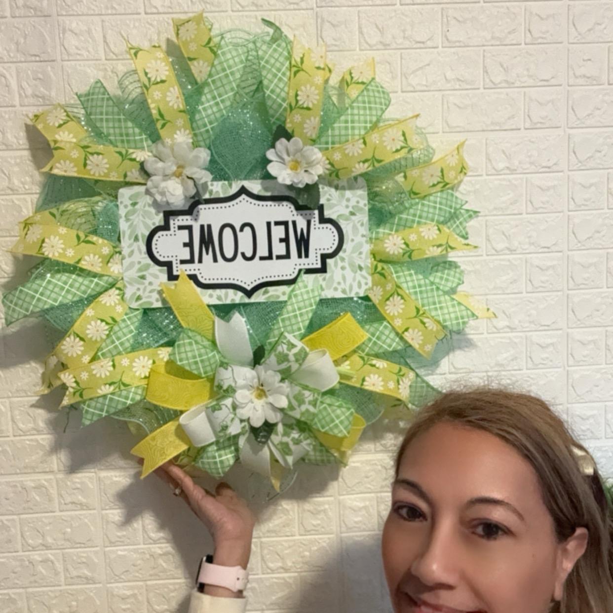 Welcome Spring into Summber Lime and Green Wreath