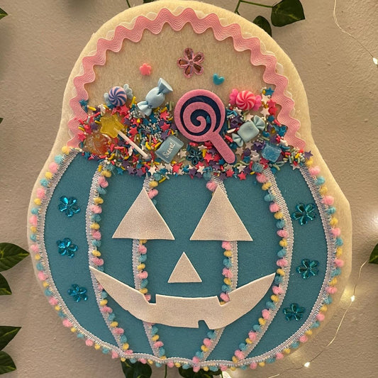 Blue Halloween Pumpkin Sugar Cookie Wreath Attachment