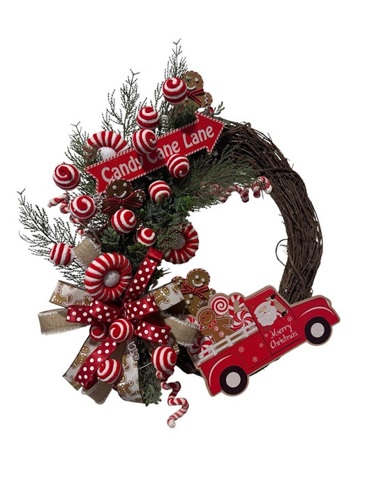 Christmas Candy Cane Lane Gingerbread Wreath