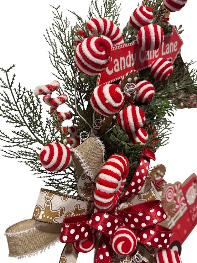 Christmas Candy Cane Lane Gingerbread Wreath