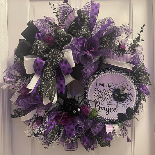 Purple Spider Halloween Wreath