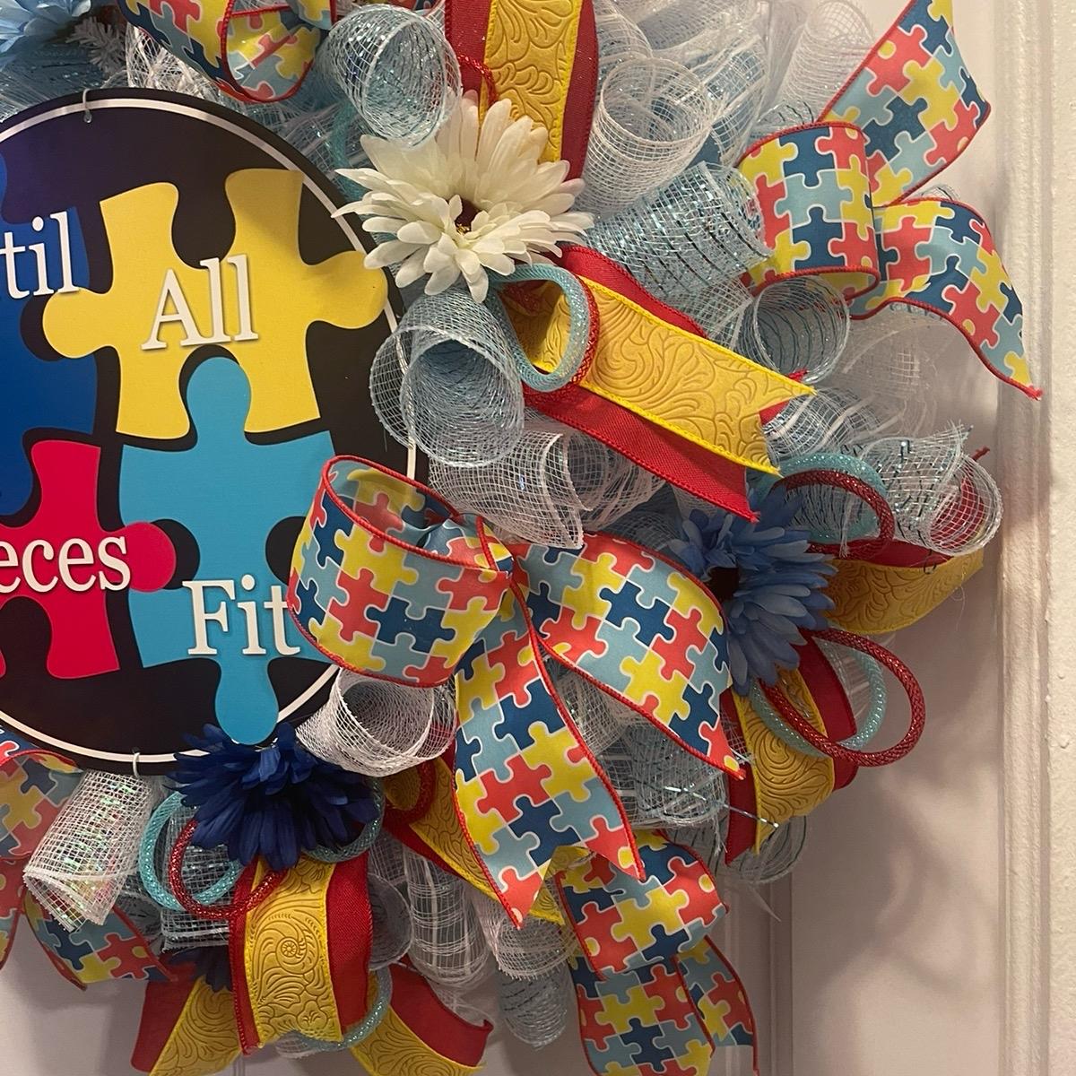 Autism Awareness Wreath, Door Decor, Wall Decor