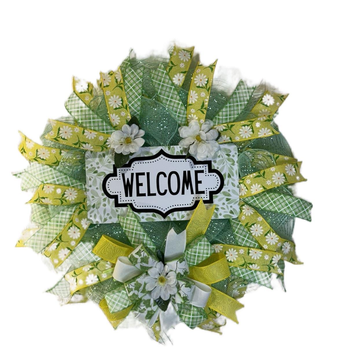 Welcome Spring into Summber Lime and Green Wreath