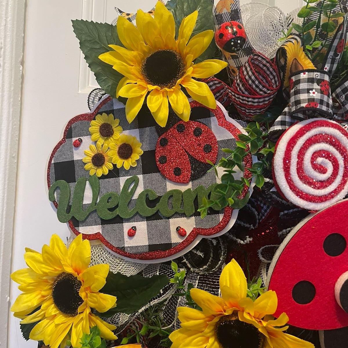 Lady Bug Wreath for front Door