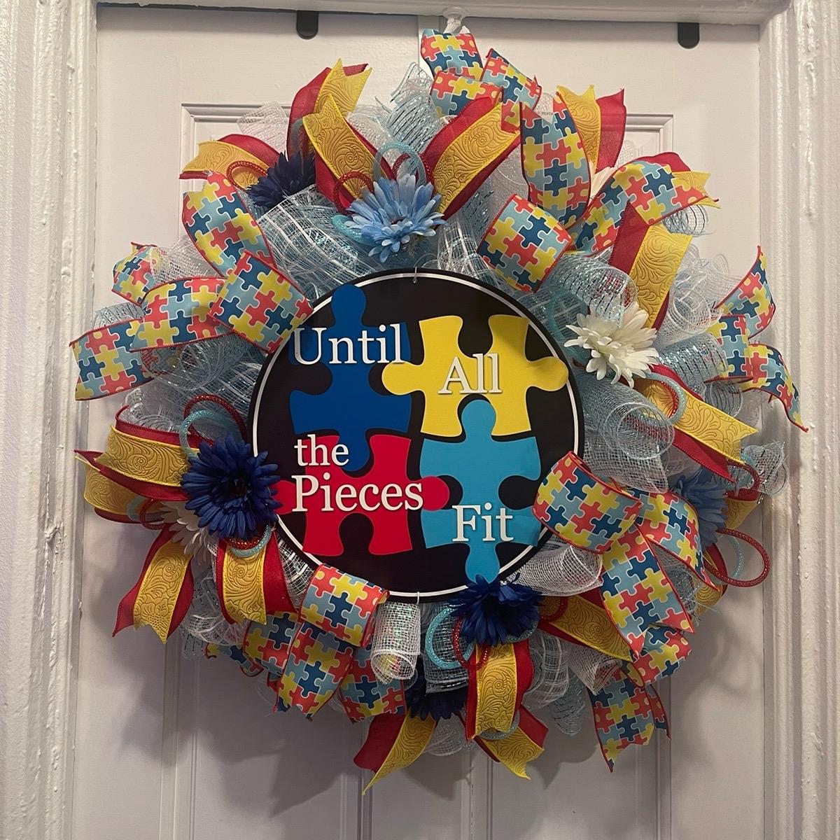Autism Awareness Wreath, Door Decor, Wall Decor