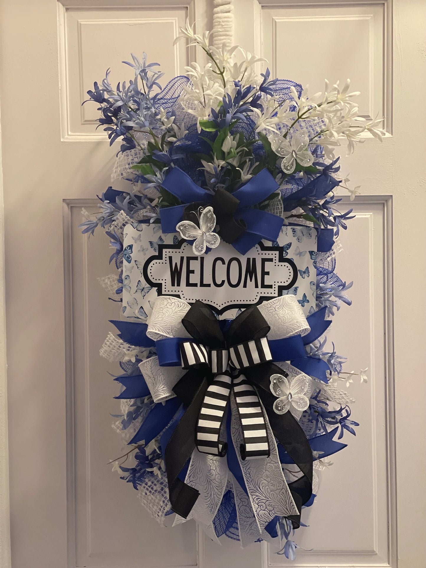 Blue and White Welcome Wreath