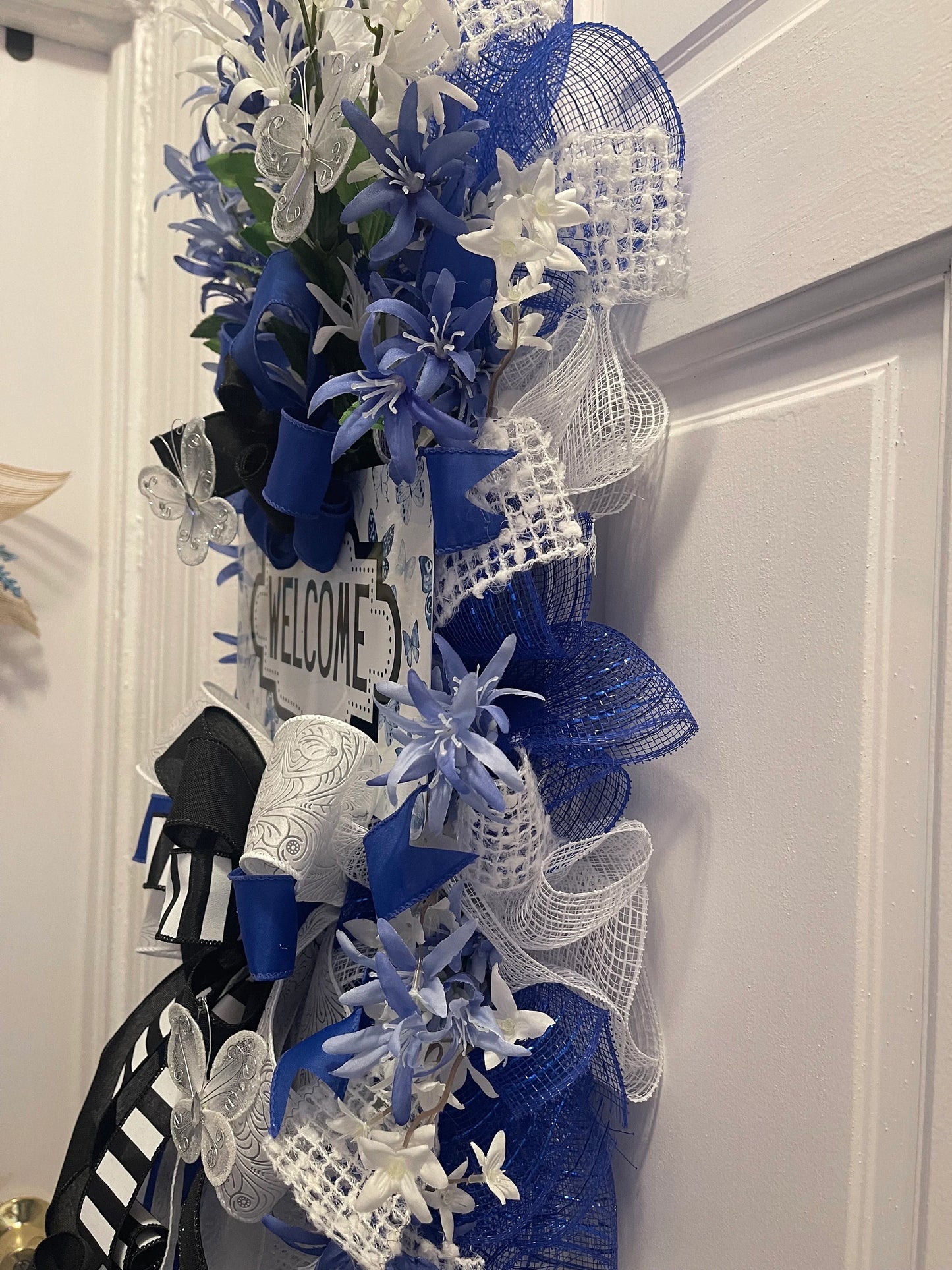 Blue and White Welcome Wreath