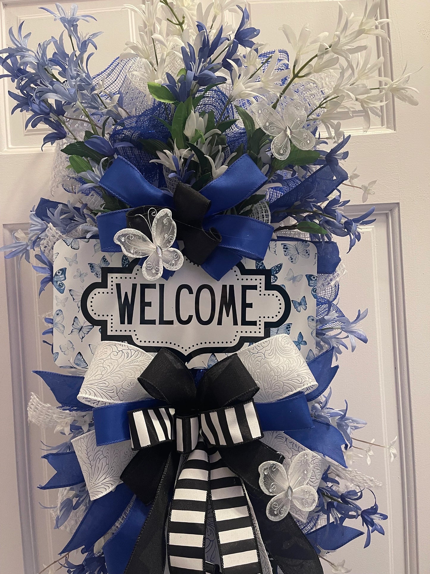 Blue and White Welcome Wreath