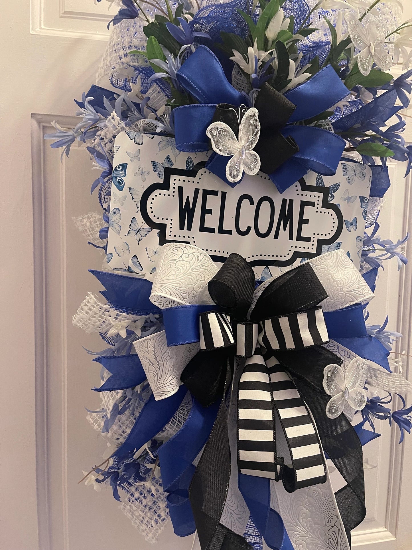 Blue and White Welcome Wreath