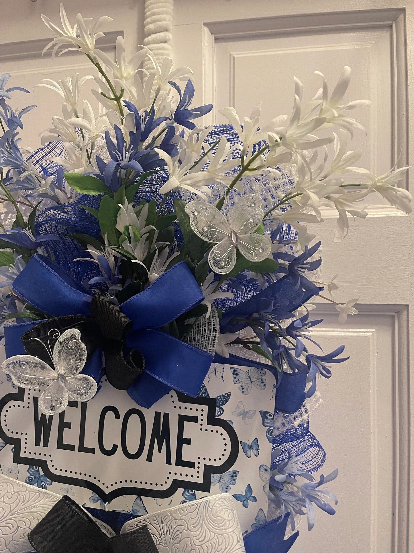 Blue and White Welcome Wreath