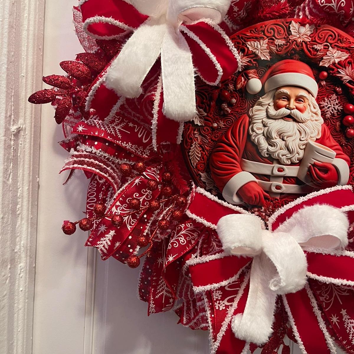 Red Santa Wreath